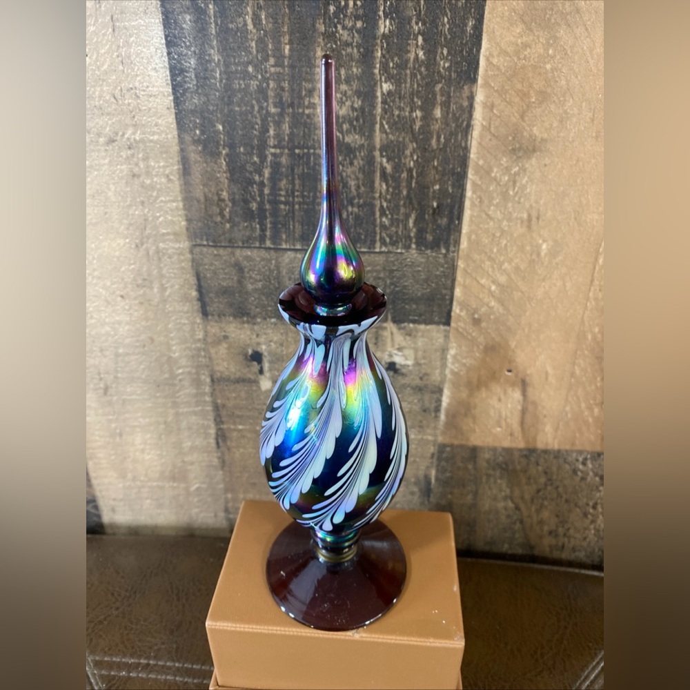 Irice Irving W. Rice‎ Imports Iridescent Art Glass Perfume Bottle W/ Stopper